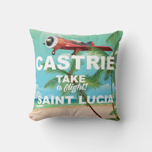 Castrie Saint Lucia vintage travel poster Throw Pillow