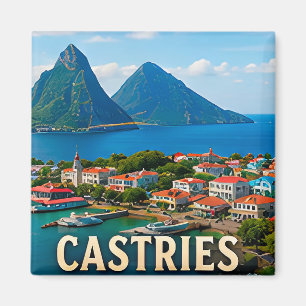 Castries Caribbean Harbor and Tropical Paradise Magnet