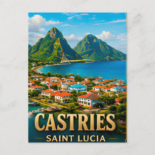 Castries Saint Lucia Caribbean Harbor Travel Souve Postcard