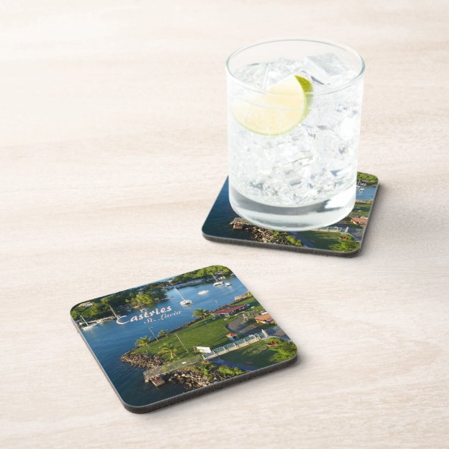 Castries Saint Lucia Caribbean Island Beverage Coaster (Right Side)