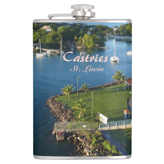Castries Saint Lucia Caribbean Island Flask (Front)