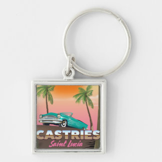 Castries Saint Lucia exotic tropical travel poster Keychain