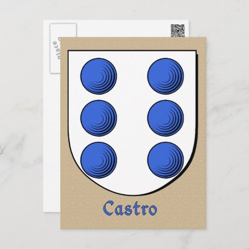 Castro Ancestral Heraldic Shield Postcard
