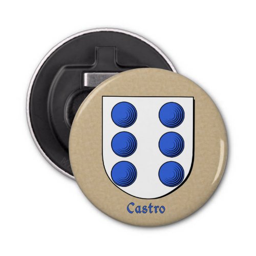 Castro Heraldic Arms on Parchment Style Back Bottle Opener