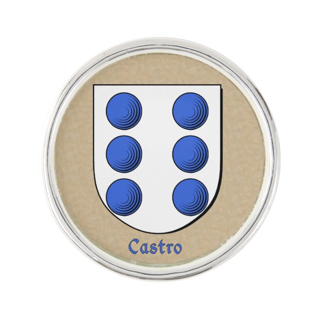 Castro Historical Arms Parchment Look Backing Lapel Pin (Front)