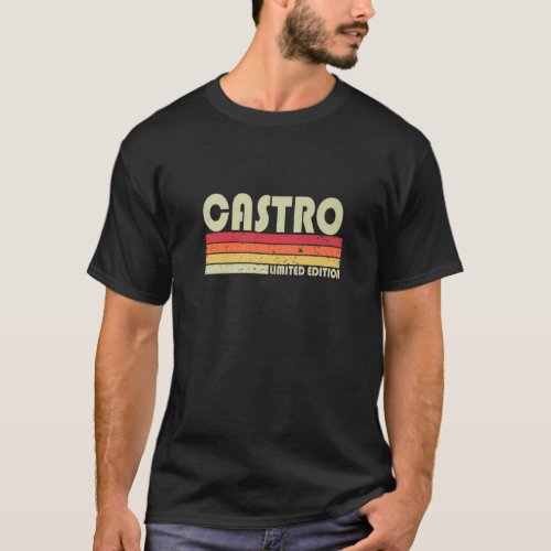 CASTRO Surname Funny Retro Vintage 80s 90s Birthda T_Shirt