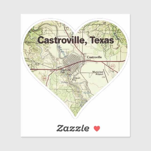 Castroville TX Topo Map Sticker (Sheet)