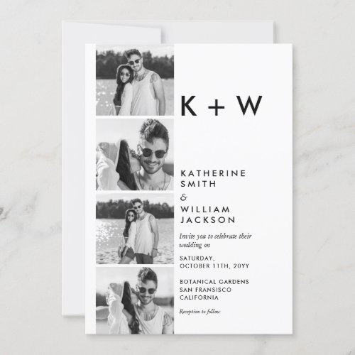 Casual 4 Photo Booth Initials All in One Wedding  Invitation