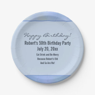 Casual Abstract Blue Yellow Pattern Event Details Paper Plates