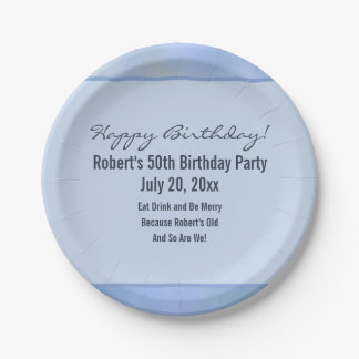 Casual Abstract Blue Yellow Pattern Event Details Paper Plates