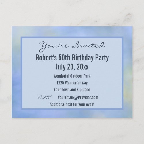 Casual Abstract Blue Yellow Pattern Event  Invitat Postcard
