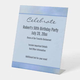 Casual Abstract Blue Yellow Pattern Event Pedestal Sign