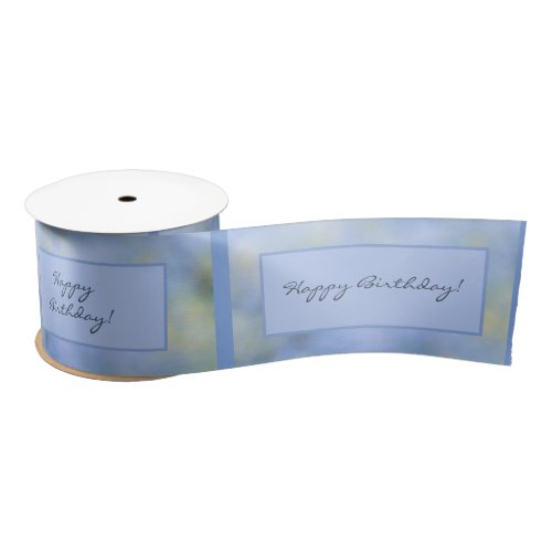 Casual Abstract Blue Yellow Pattern Event Template Satin Ribbon