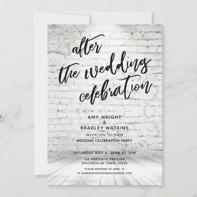 Casual After the Wedding Celebration Industrial Invitation (Front)