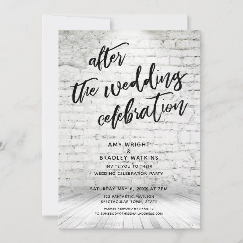 Casual After the Wedding Celebration Industrial Invitation