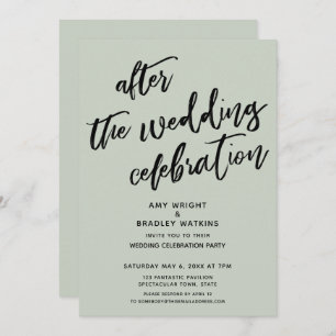 Casual After the Wedding Celebration Sage Green Invitation