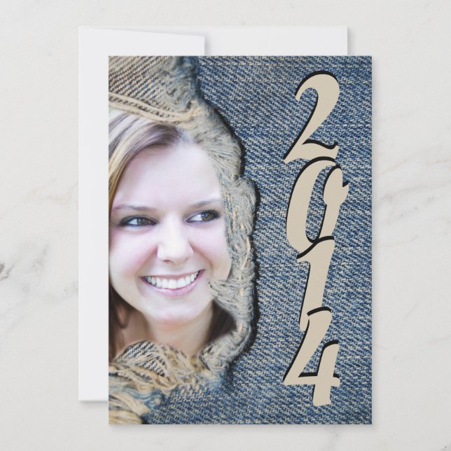 Casual and Fun Blue Jean Graduation Party Invitation (Front)