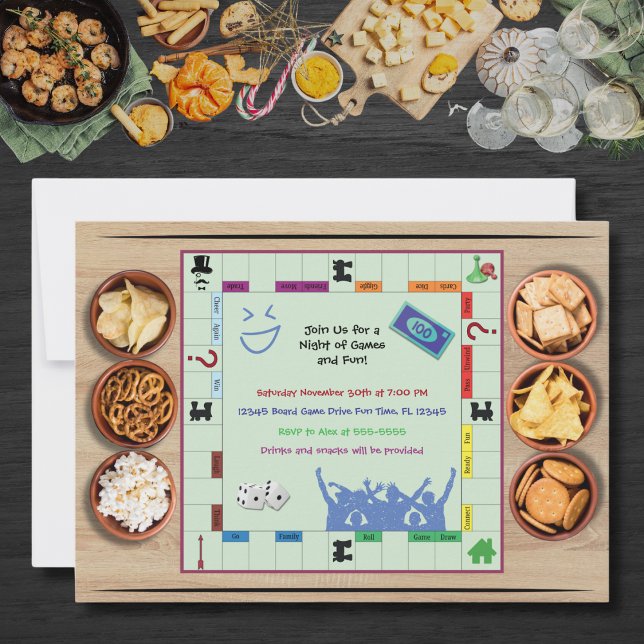 Casual and Fun Board Game Night Party Invitation (Casual and Fun Board Game Night Party Invitation)