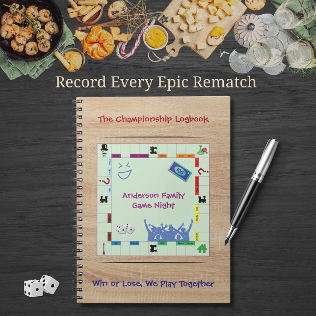 Casual and Fun Board Game Night Scorekeeping Notebook (Personalized family game night scorebook for recording every epic rematch and championship win.)