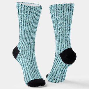 Casual Aqua Corduroy Stripe Pattern Socks