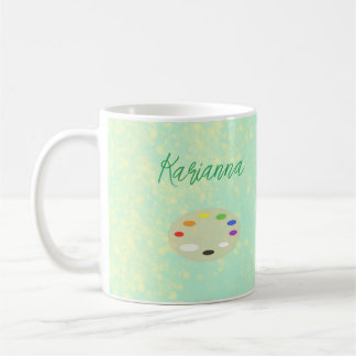 Casual Art Palette Green Yellow Personalized Coffee Mug