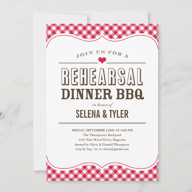 Casual BBQ Rehearsal Dinner Invitations (Front)