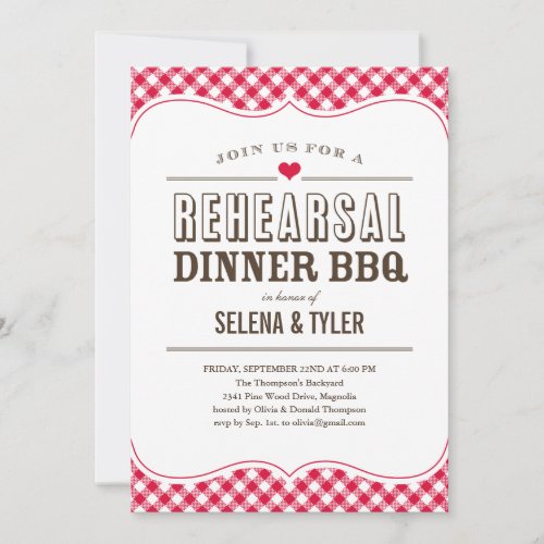 Casual BBQ Rehearsal Dinner Invitations