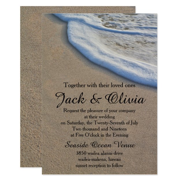 Casual Beach Sand Sea Foam Wedding Invitation