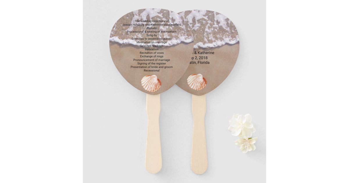 Casual Beach Theme Wedding Program Fan Zazzle Com