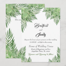 Casual Beach Wedding Green Eucalyptus Palm leaves
