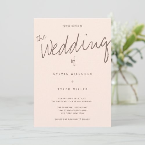 Casual Beige Typography Wedding Invitation