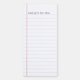 Casual Binder Paper Lined To Do List + Name Magnetic Notepad