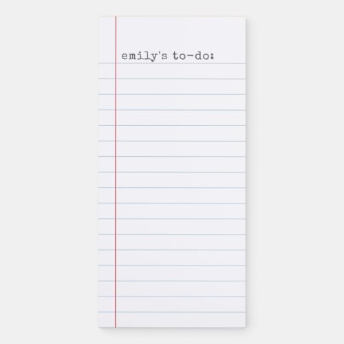 Casual Binder Paper Lined To Do List  Name Magnetic Notepad