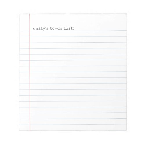 Casual Binder Paper Lined To Do List  Name Notepad