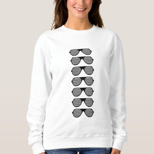 Casual Black Glasses Womens Sweatshirt
