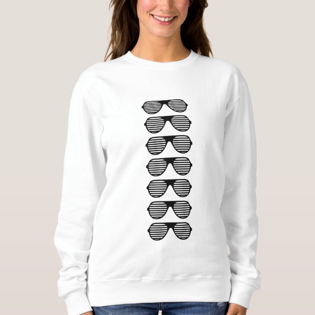 Casual Black Glasses Women's Sweatshirt (Front)