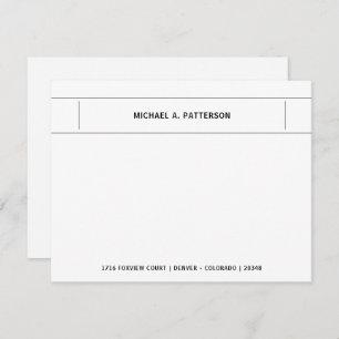 Casual Black Personalized Name Address Border Note Card