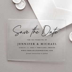 Casual Black Script Wedding Save the Date
