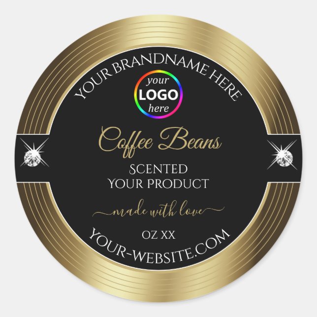 Casual Black Shiny Coffee Brown Logo Product Label (Front)