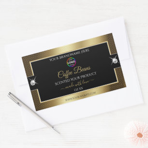 Casual Black Shiny Coffee Brown Logo Product Label