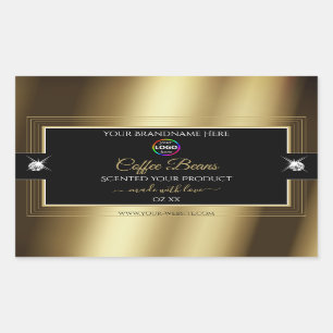 Casual Black Shiny Coffee Brown Logo Product Label