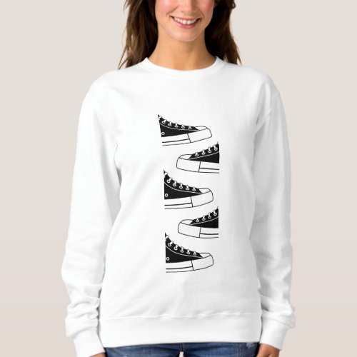 Casual Black Sneakers Womens Sweatshirt
