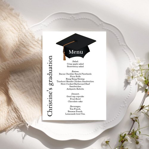 Casual black  white Graduation party dinner menu Invitation