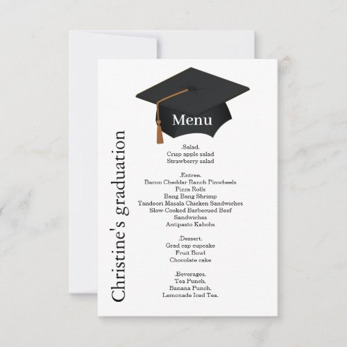 Casual black  white Graduation party dinner menu Invitation