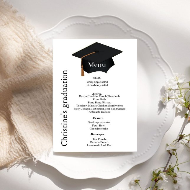 Casual black & white script Graduation party  menu (Creator Uploaded)