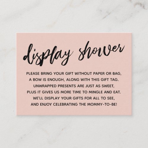 Casual Blush Display Baby Shower No Gift Wrap Enclosure Card