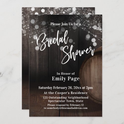 Casual Bridal Shower Typography Barrel  Lights Invitation