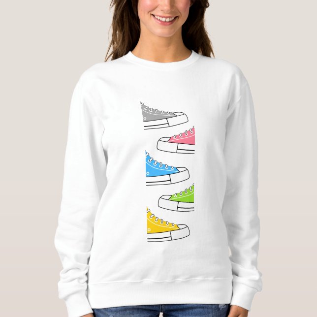 Casual Bright Colorful Sneakers Women's Sweatshirt (Front)