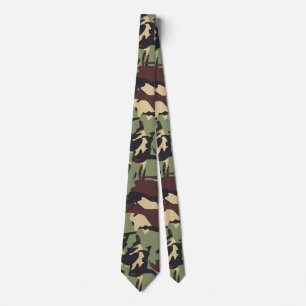 Casual Brown Camou  Neck Tie