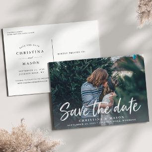 Casual Brush Photo Save the Date Announcement Postcard